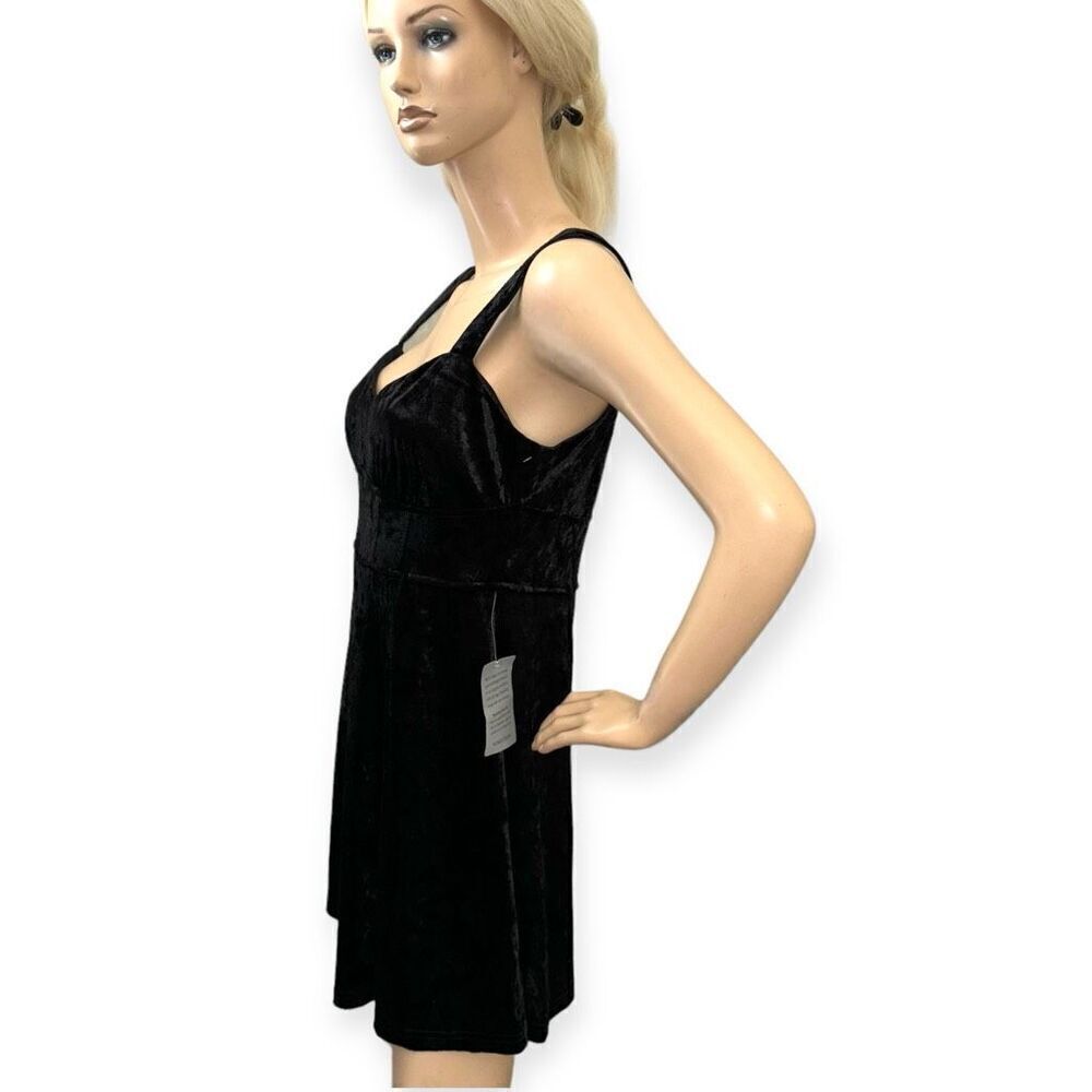 LUSH Crushed Velvet Retro Minidress In Black Size Large NEW - Picture 8 of 15